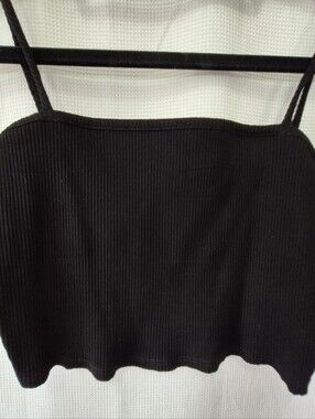 Lulus Black Ribbed Cropped Cami Top